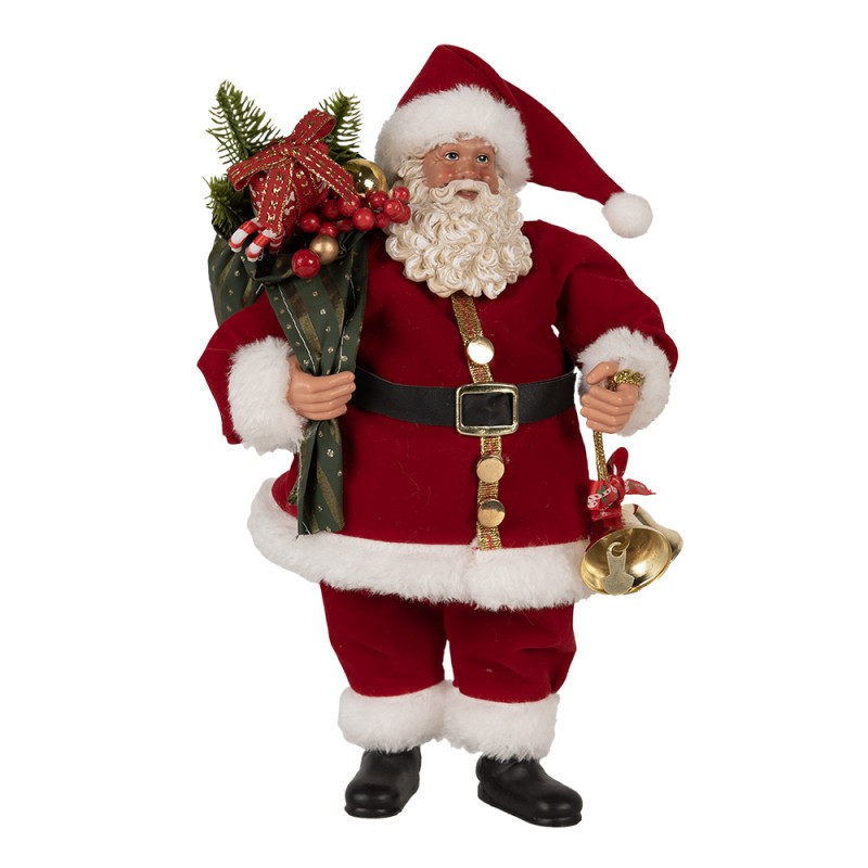 Clayre & Eef Weihnachtsdekorationsfigur Weihnachtsmann 27 cm Rot Kunststoff