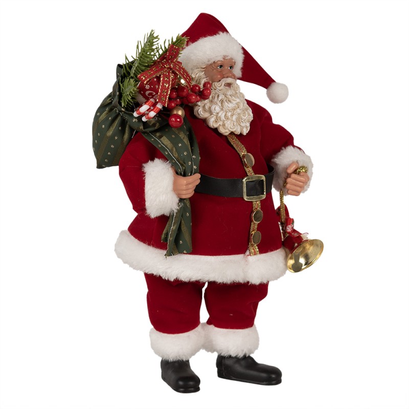 Clayre & Eef Statuetta decorativa di Natale Babbo Natale  27 cm Rosso Plastica