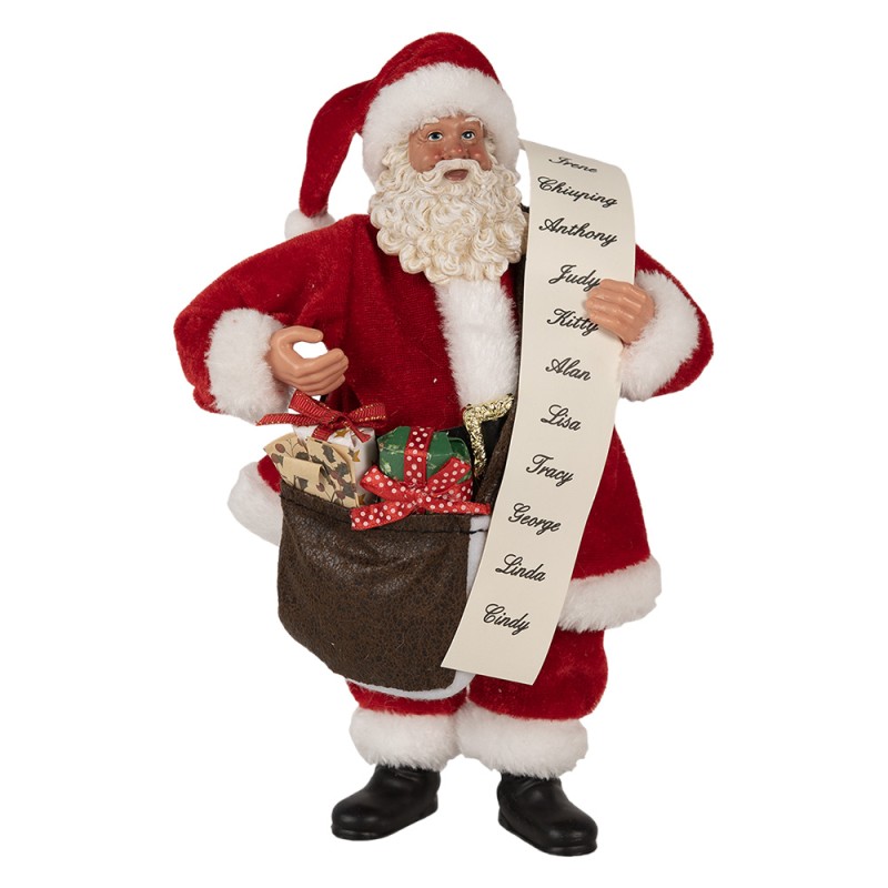 Clayre & Eef Statuetta decorativa di Natale Babbo Natale  27 cm Rosso Plastica