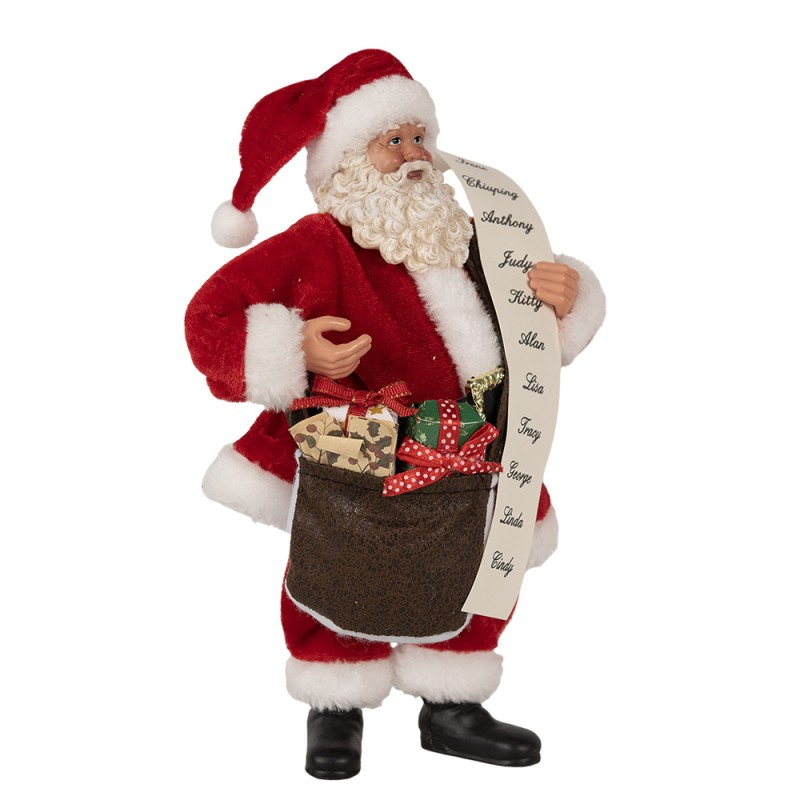 Clayre & Eef Kerstdecoratie Beeld Kerstman 27 cm Rood Kunststof