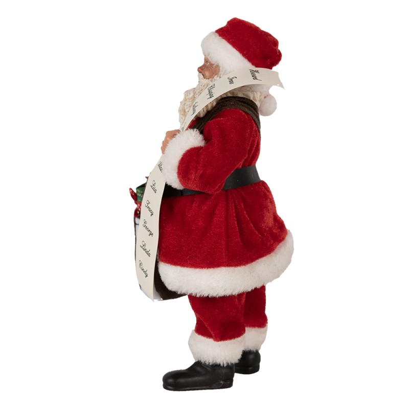 Clayre & Eef Statuetta decorativa di Natale Babbo Natale  27 cm Rosso Plastica