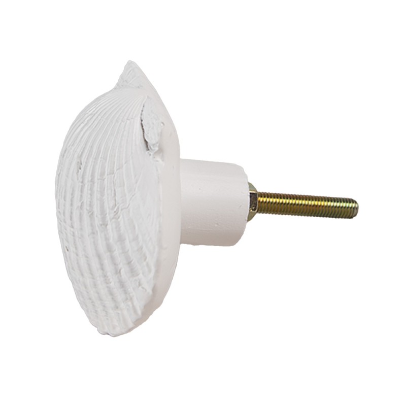 Clayre & Eef Door Knob Shell 6x4x6 cm White Plastic