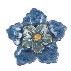 Clayre & Eef Poignée de porte Fleur 4x3x4 cm Bleu Fer