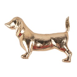 Clayre & Eef Door Knob Dog 6x4x4 cm Gold colored Iron