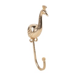 Clayre & Eef Wall Hook Peacock 5x3x14 cm Gold colored Iron