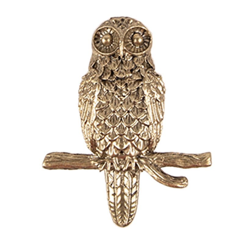 Clayre & Eef Door Knob Owl 5x4x6 cm Gold colored Iron