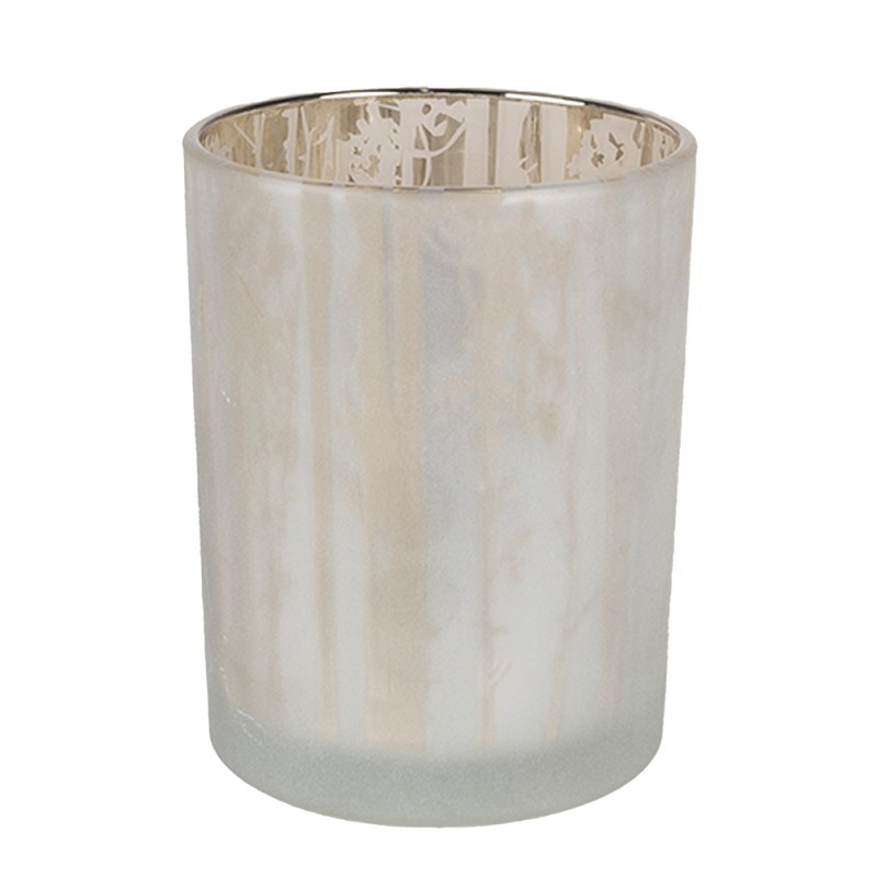 Clayre & Eef Porte-bougie set de 3 Blanc Couleur or Verre Cerf