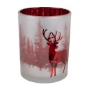 Clayre & Eef Tealight Holder Set of 3 White Red Glass Deer