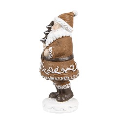 Clayre & Eef Statuetta decorativa di Natale Babbo Natale  3x3x8 cm Marrone Plastica