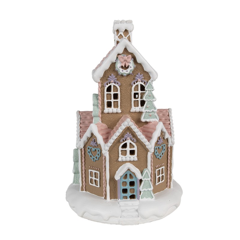 Clayre & Eef Gingerbread house met LED 22 cm Bruin Kunststof