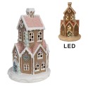 Clayre & Eef Gingerbread house met LED 22 cm Bruin Kunststof