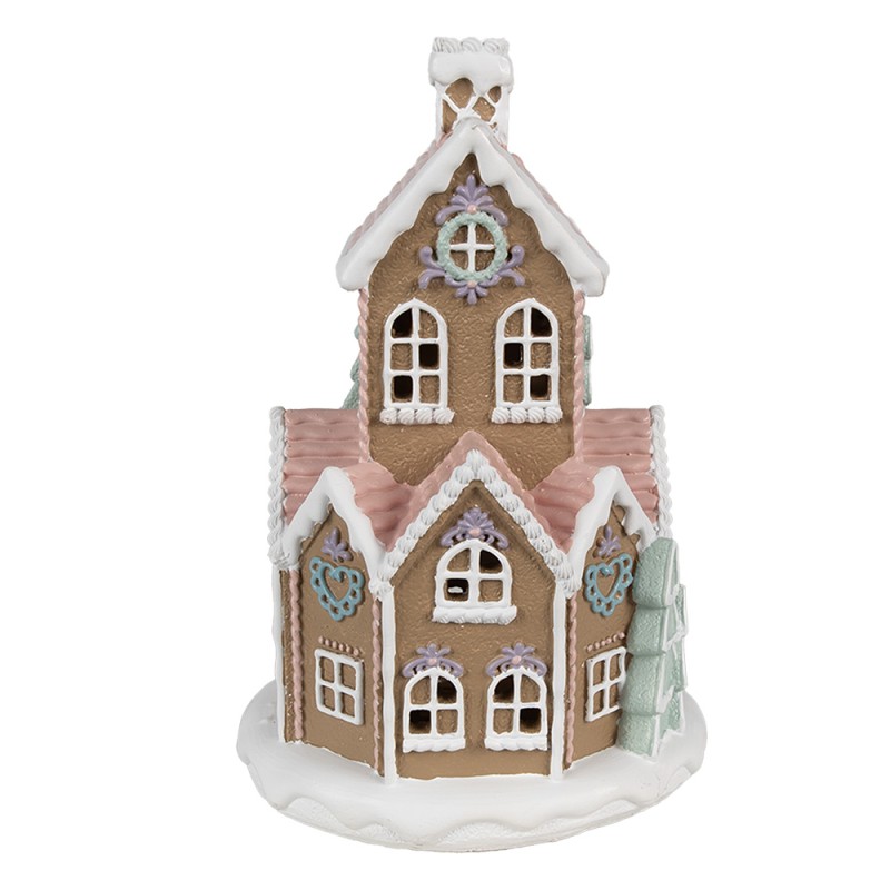 Clayre & Eef Gingerbread house met LED 22 cm Bruin Kunststof