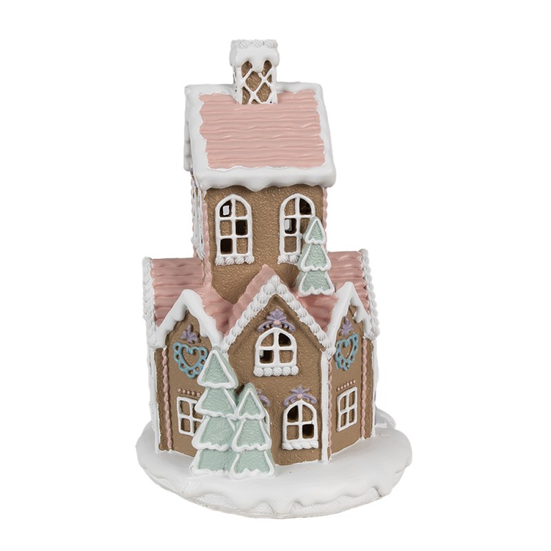 Clayre & Eef Gingerbread house met LED 22 cm Bruin Kunststof