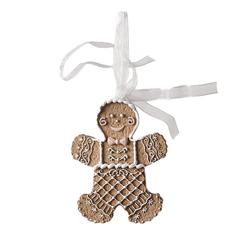 Clayre & Eef Kersthanger Gingerbread man 6x1x8 cm Bruin Kunststof