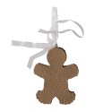 Clayre & Eef Christmas Ornament Gingerbread man 6x1x8 cm Brown Plastic