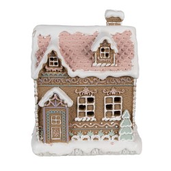 Clayre & Eef Gingerbread house met LED 13x10x16 cm Bruin Kunststof