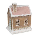 Clayre & Eef Lebkuchenhaus mit LED 13x10x16 cm Braun Kunststoff