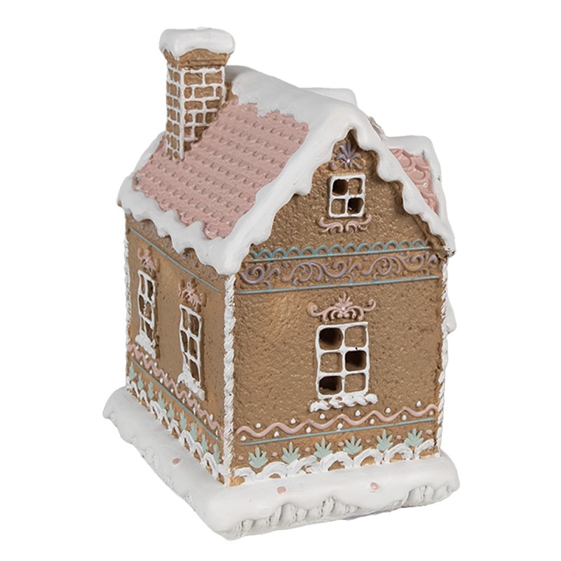 Clayre & Eef Gingerbread house met LED 13x10x16 cm Bruin Kunststof