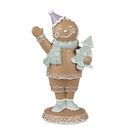 Clayre & Eef Weihnachtsdekorationsfigur Pfefferkuchenmann 16 cm Braun Kunststoff