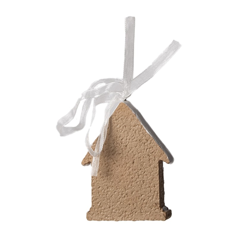 Clayre & Eef Ornement de Noël Maison en pain d'épices 6x1x8 cm Marron Plastique