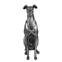 Clayre & Eef Statuetta decorativa di cane 20x10x30 cm Color argento Plastica