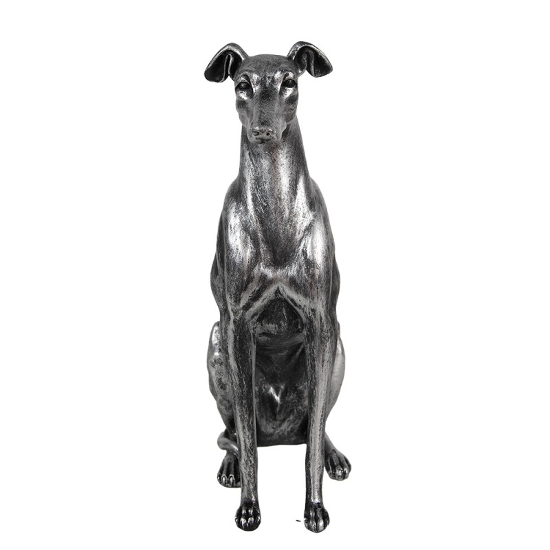 Clayre & Eef Dekorationsfigur Hund 20x10x30 cm Silberfarbig Kunststoff