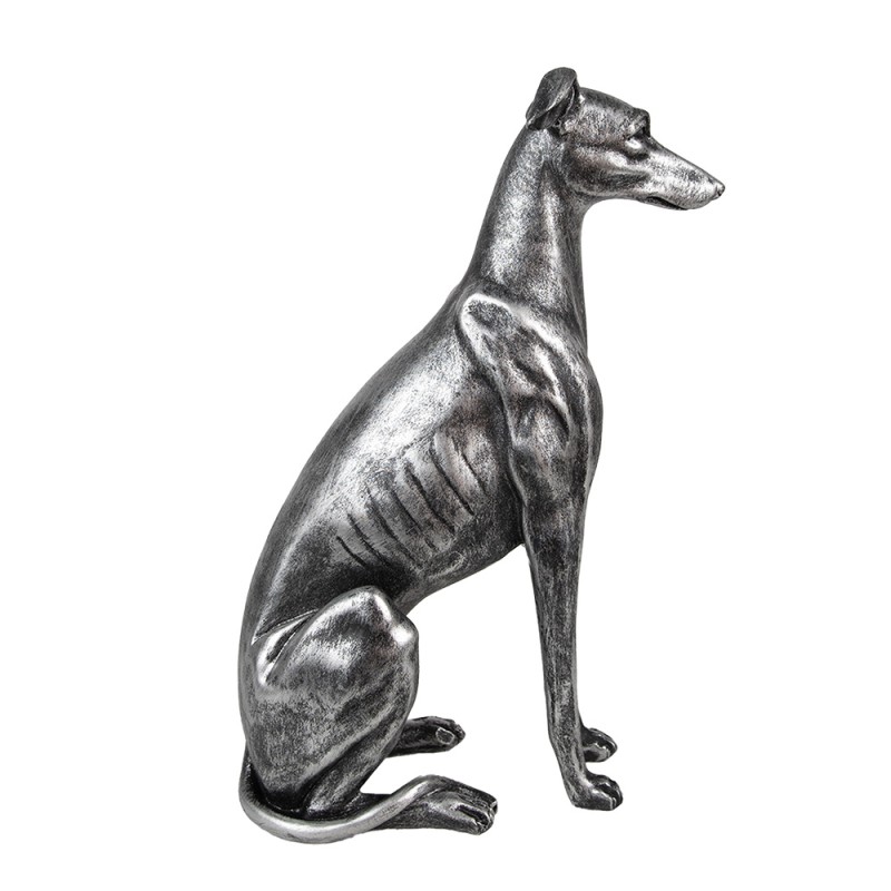 Clayre & Eef Decorative Dog Figurine 20x10x30 cm Silver colored Plastic