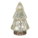 Clayre & Eef Décoration de Noël avec éclairage LED Sapin de Noël Ø 8x14 cm Couleur or Verre