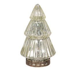 Clayre & Eef Kerstdecoratie met LED-verlichting Kerstboom Ø 8x14 cm Goudkleurig Glas