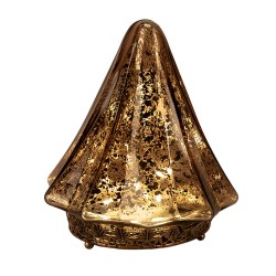 Clayre & Eef Décoration de Noël avec éclairage LED Sapin de Noël Ø 14x16 cm Marron Verre