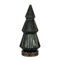 Clayre & Eef Kerstdecoratie met LED-verlichting Kerstboom Ø 13x23 cm Groen Glas