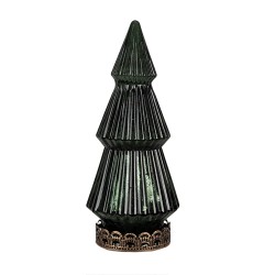 Clayre & Eef Decorazione natalizia con illuminazione a LED Albero di Natale Ø 13x23 cm Verde Vetro