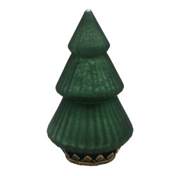 Clayre & Eef Décoration de Noël avec éclairage LED Sapin de Noël Ø 13x23 cm Vert Verre