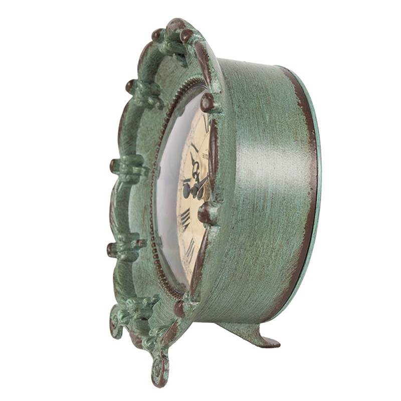 Clayre & Eef Table Clock 15x7x16 cm Green Iron Glass