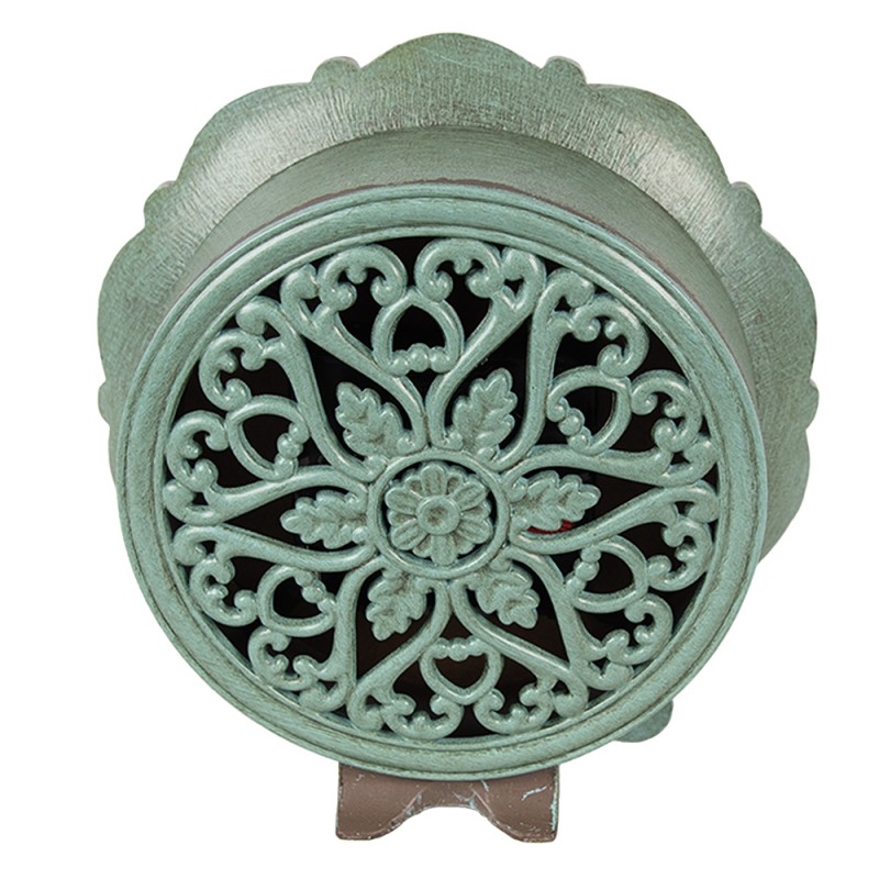 Clayre & Eef Table Clock 15x7x16 cm Green Iron Glass