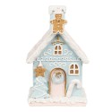 Clayre & Eef Gingerbread house met LED 9x8x15 cm Blauw Kunststof