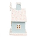 Clayre & Eef Gingerbread house met LED 9x8x15 cm Blauw Kunststof