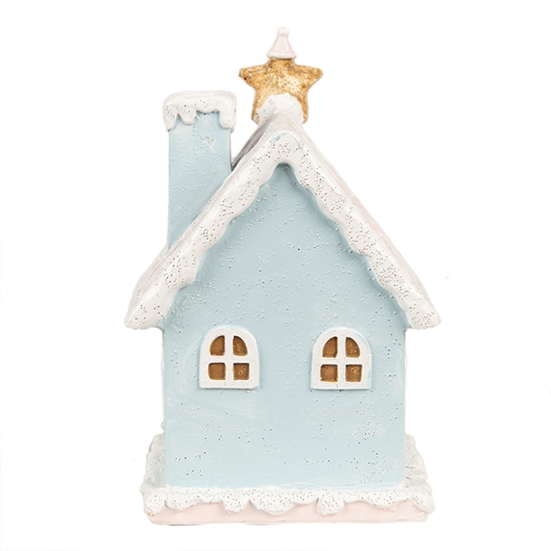 Clayre & Eef Gingerbread house with LED 9x8x15 cm Blue Plastic