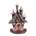 Clayre & Eef Lebkuchenhaus mit LED 16x13x26 cm Braun Rosa Kunststoff