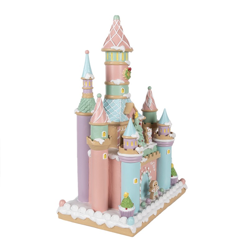 Clayre & Eef Gingerbread house 27x18x42 cm Roze Kunststof