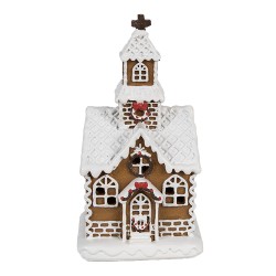 Clayre & Eef Gingerbread house met LED 8x7x15 cm Bruin Kunststof