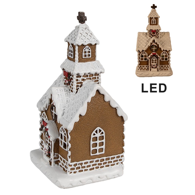 Clayre & Eef Gingerbread house with LED 8x7x15 cm Brown Plastic