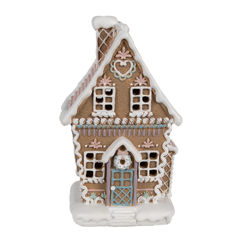 Clayre & Eef Gingerbread house with LED 13x10x21 cm Brown Plastic