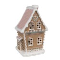 Clayre & Eef Gingerbread house met LED 13x10x21 cm Bruin Kunststof