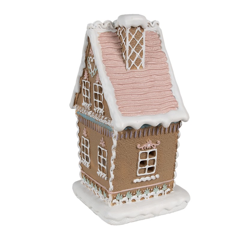 Clayre & Eef Gingerbread house met LED 13x10x21 cm Bruin Kunststof