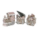 Clayre & Eef Kerstdecoratie met LED-verlichting Trein 30x7x12 cm Bruin Kunststof