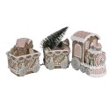 Clayre & Eef Kerstdecoratie met LED-verlichting Trein 30x7x12 cm Bruin Kunststof