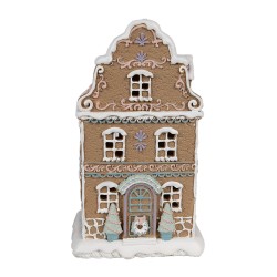 Clayre & Eef Gingerbread house met LED 12x9x20 cm Bruin Kunststof