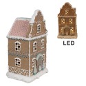 Clayre & Eef Lebkuchenhaus mit LED 12x9x20 cm Braun Kunststoff