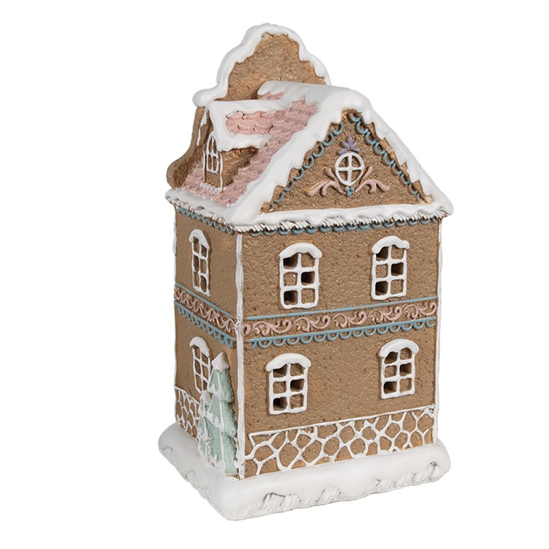 Clayre & Eef Gingerbread house with LED 12x9x20 cm Brown Plastic